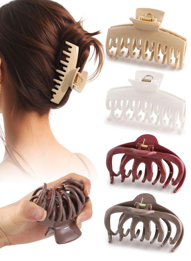 CHLINS 4 Pack Silicone Flexible Hair Claw Clips - Nonslip Large Bendable Soft Claw Clip for Women, Silicone Hair Clips Hair Accessories - Image 1